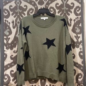Karlie olive green star sweater. Size small